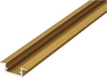 سكة بروفايل ألمنيوم ذهبي فتحة 1.7 ارتفاع 0.7 مع شفة