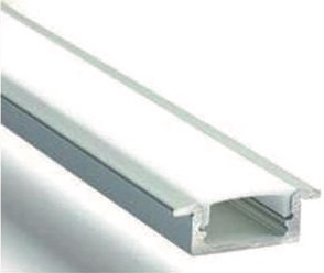 سكة بروفايل ألمنيوم سلفر فتحة 1.7 ارتفاع 0.7 مع شفة