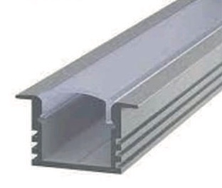 سكة بروفايل ألمنيوم سلفر فتحة 1.7 ارتفاع 1.22 مع شفة